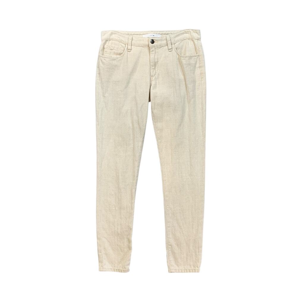 Joes Jeans Women 26 Wheat SLIM Fit Linen Blend Mid Rise Pinstriped Skinny Ankle